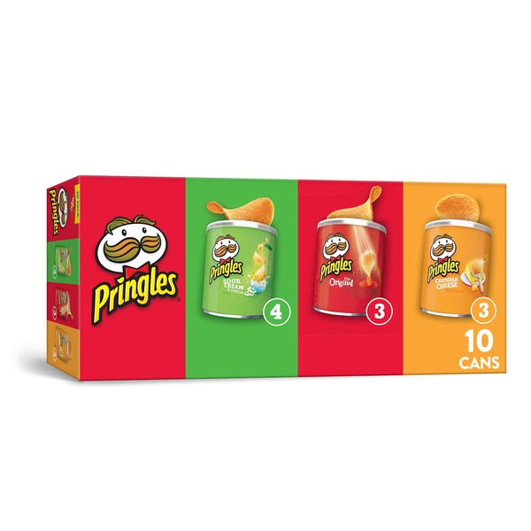 Pringles Potato Crisps Chips, Flavored Variety Pack, Original, Cheddar Cheese, Sour Cream and Onion, Grab and Go, 13.7 Ounce (10 Count)