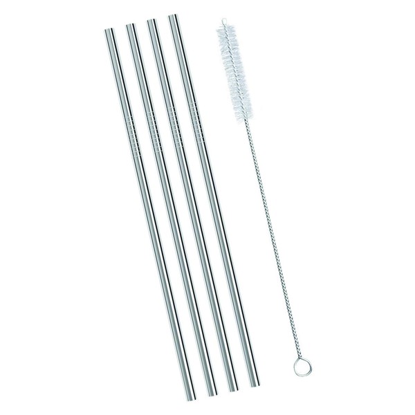 LEBRUN® Set of 5 Stainless Steel Drinking Straws, Reusable, with