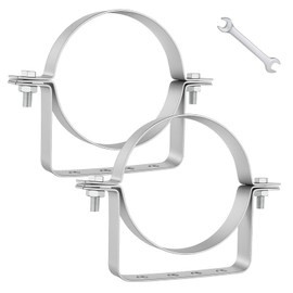 Mineye 2Pcs 6 inch Adjustable Vent Wall Strap, Heavy Duty Stainless Steel Chimney Pipe Support Bracket, B Vent Wall Bracket, Round Split Ring Vent Pipe Strap