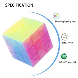 ROXENDA Magic Cube Jelly 3X3 Speed Cube Magic Cube 3X3X3 Speed Cube (Gradient)