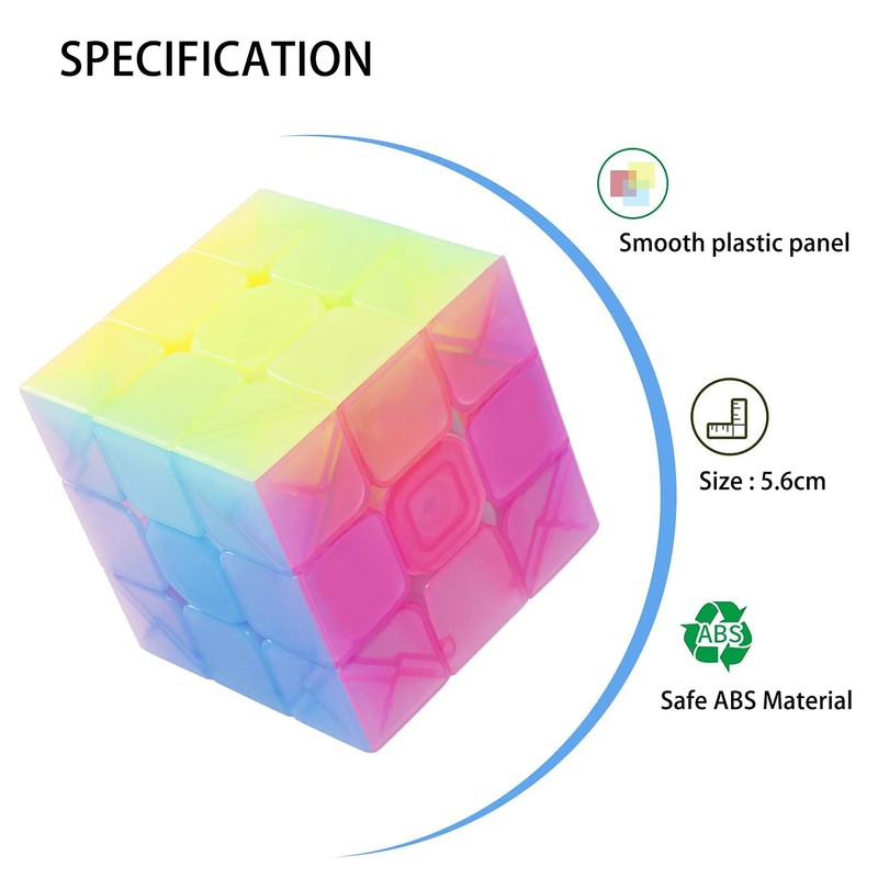ROXENDA Magic Cube Jelly 3X3 Speed Cube Magic Cube 3X3X3