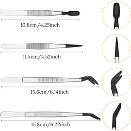 4 Pcs Rubber Tipped Tweezers For Crafting Plastic Tweezers Craft With Pvc Coated Set Soft Rubber Tip Non Marring For Crafts Stamps Beads Jewelry Tools