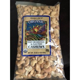 Trader Joe's 2 PACK TRADER JOE'S ORGANIC DRY ROASTED & SALTED CASHEWS 16 OZ EACH