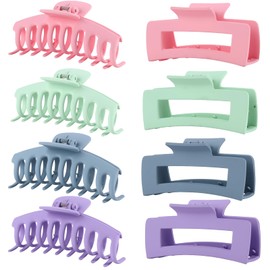 LuSeren Colorful Hair Claw Clips for Girls – 4.3 Inch Cute Matte Claw Clips in Pastel Green, Pink, Blue & Purple – Lightweight Strong Hold Hair Accessories for Teens & Women