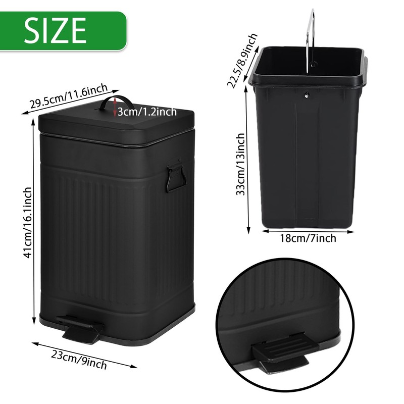 Umtiti Dog Poop Trash Can with Lid for Outdoors，3.2 Gallon