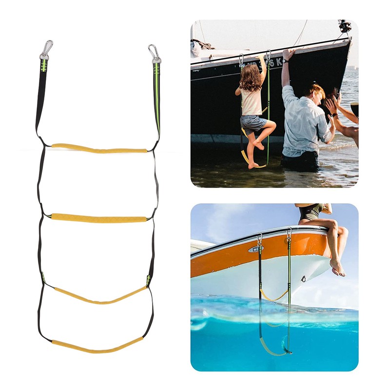 Boat Rope Ladder 4 Steps Foldable Portable Rope Boarding Ladder