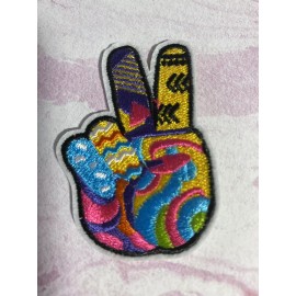 Not Specified Peace Sign Iron On Patch Embroidered Hippie+ 1 Free Sticker With Purchase!