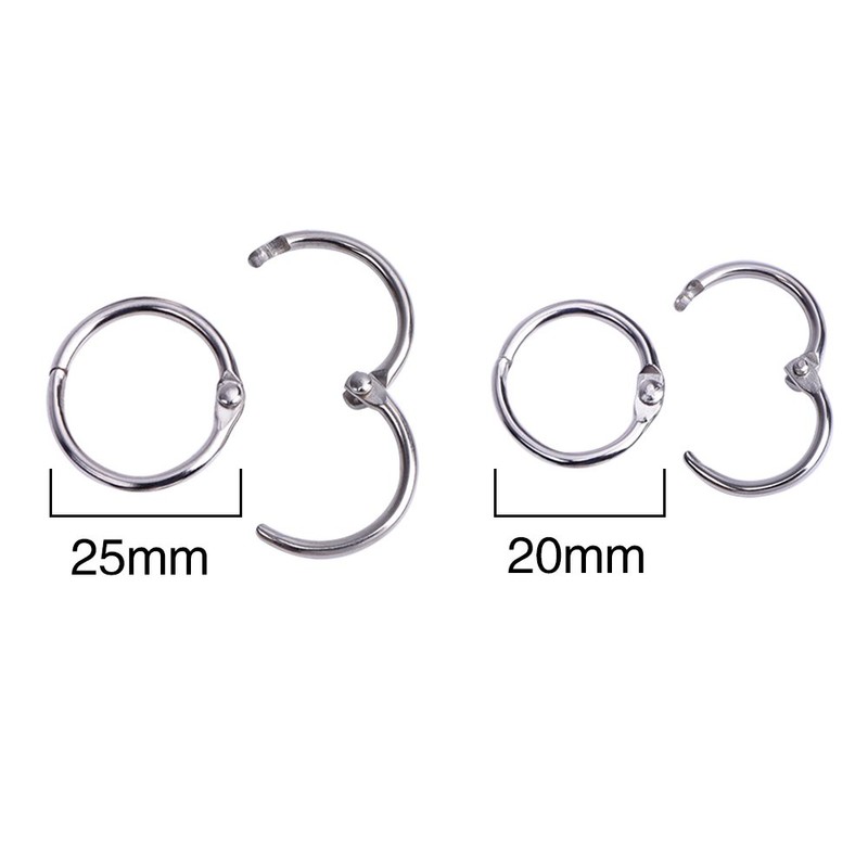 1" & 0.75" Bookbinding Rings Silver Pack of 100