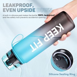 FULDENT Sports Water Bottle 1L, Leakproof Design Water Bottle with Time Marker, BPA Free Tritan Plastic Drinking Bottle for Teenager, Adult, Sports, Gym, Fitness, Cycling, School & Office