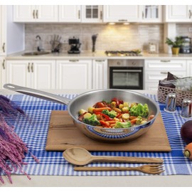 serenk Small Stainless Steel Pan, Stainless Frying Pan Stainless Steel Egg Pan, Dishwasher Safe, Induction Compatible, Capsule Bottom, Quick Frying | 10 Inch, 1.5 Qt, Silver