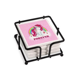 CafePress My Little Pony Retro Sugarberry Forev Tumbled Stone - Set of 4 Coasters Set of 4 w/Holder