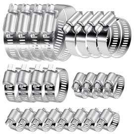 20 Pcs Hose Clamps Set, Adjustable 6-51mm Pipe Clamps Stainless Steel 304, Hose Clamp for Fuel Pump, House Gas Pipe, Washing Machine - 6-12/13-19/16-25/21-38/27-51mm