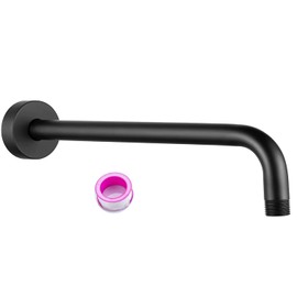 Matte Black Shower Head holder Extension Arm with Flange 16 IN Wall Mount Brass Shower Arm S26288-B