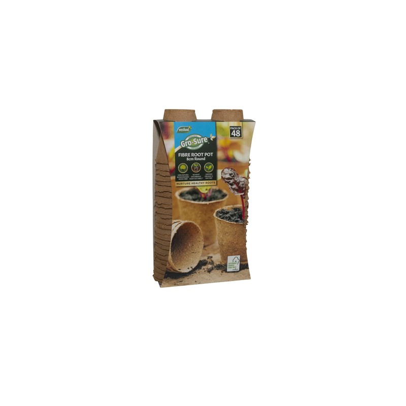 Gro-sure Fibre Pots Round 8cm 48pk Propagation kit, Brown