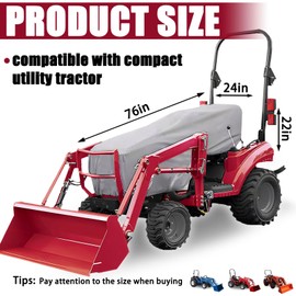 600D Tractor Cover Compatible with Kubota,John Deere,Mahindra, Bobcat,Waterproof Compact Utility Tractors Cover Replace for Tractors LP95637 (Grey Medium)