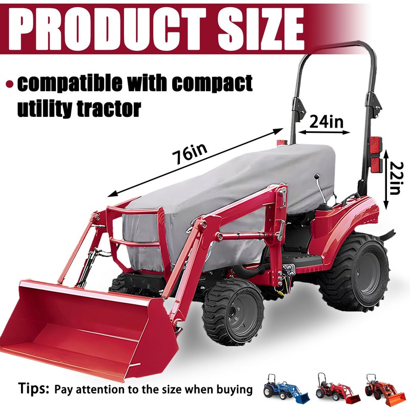 600D Tractor Cover Compatible with Kubota,John Deere,Mahindra, Bobcat,Waterproof Compact Utility