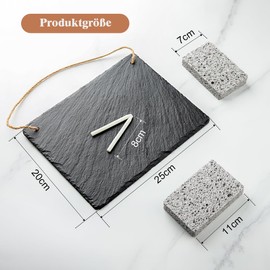 Slate Board for Writing on and Hanging, 25 x 20 cm Chalkboard Including Chalk & Sponge, Weatherproof Small Blackboard as Weekly Planner, Shopping List, Kitchen Board, ToDo's
