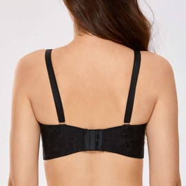 DELIMIRA Women's Strapless Jacquard Minimizer Bra Plus Size Underwire Non-Padded Black 38DD