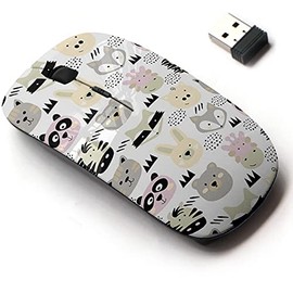 CJCBROES 2.4G Wireless Mouse with Cute Pattern Design for All Laptops and Desktops with Nano Receiver - Cute Animals face