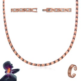 Vicmag Copper Magnetic Necklace for Women - Ultra Strength Magnets-99.9% Solid Pure Copper 2PCS Ring Necklace Set for Neck Adjustable Light Weight
