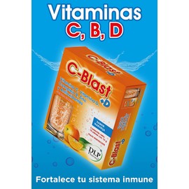 C-Blast+D, Vitamina C, Vitamina D, Complejo B, Zinc y Antioxidantes Polvo Efervescente Sabor Naranja (caja con 10 sobres)
