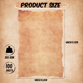 100 Sheets Vintage Cotton Watercolor Paper Cardstock Blank 200 Gsm Thick Deckle Edge Paper Antique Edge Virgin Paper for Drawing Writing Printing Decorative Invitations Greeting Cards (8.5 x 11 Inch)