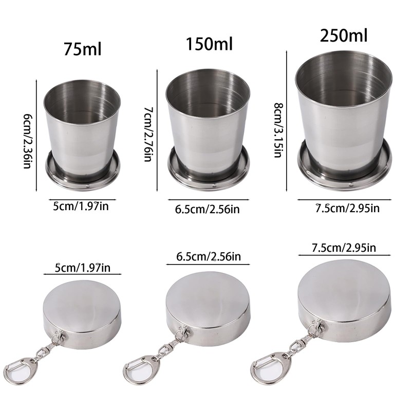 Lopsity Stainless Steel Collapsible Cup Reusable Portable Travel Folding Water