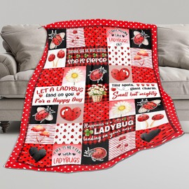 Ladybug Blanket,Ladybugs Gifts for Women Girl,Soft Plush Ladybugs Throw Blankets,Ladybug Stuff Decoration,Lightweight Flannel Quilt,40 x 50 for Kids
