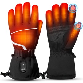 WERMSOCK Heated Gloves for Men,Electric Battery Heated Ski Gloves,Touchscreen Waterproof Heating Gloves for Winter Outdoors Skiing Snow Motorcycle Fishing Hunting (l)