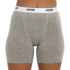 Woxer Womens Boxers - Baller 5" High Waisted Boy Shorts Underwear for Women - Boxers for Women, Womens Boxer Briefs Heather Grey