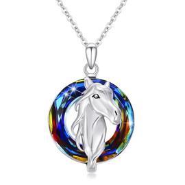 Horse Necklace for Women 925 Sterling Silver Animal Horse Pendant Necklace Horse Crystal Necklace Horse Jewelry for Women Gifts for Horse Lovers