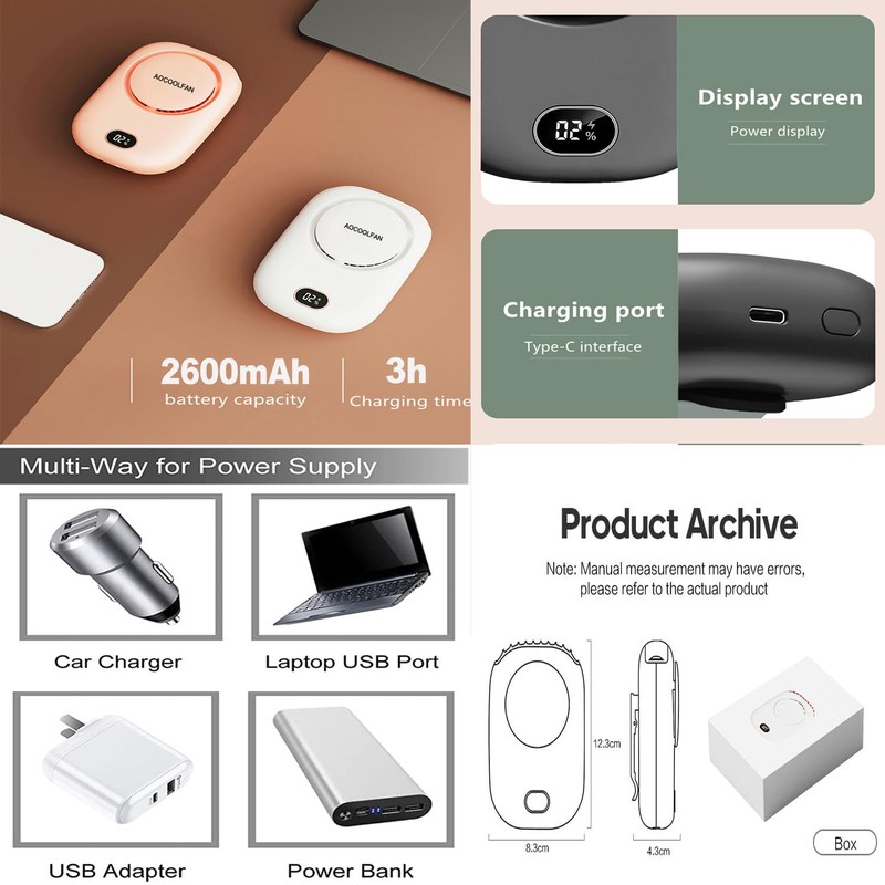 AOCOOLFAN Portable Neck Fan, Mini Small Personal Handheld Fan USB