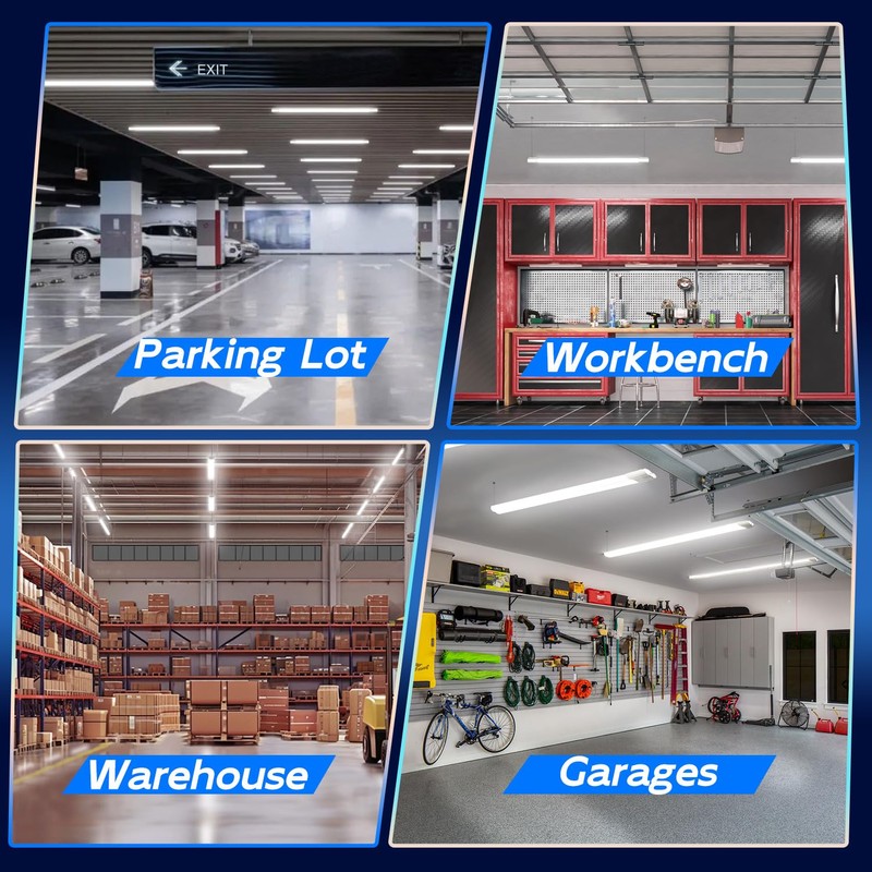 hykolity 10 Pack 4FT Linkable LED Utility Light Fixture, 4400lm,