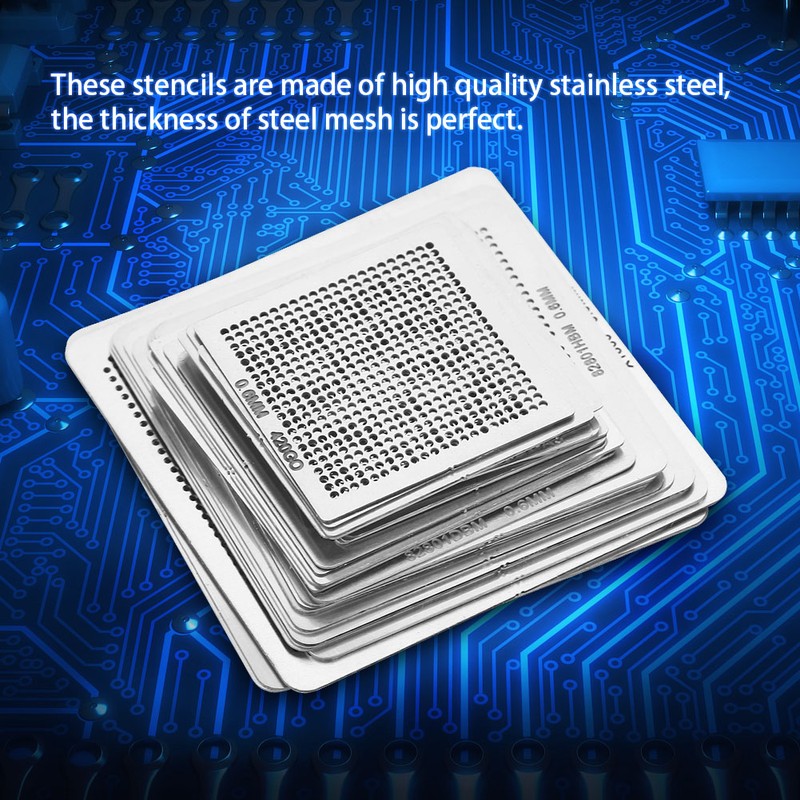 33pcs BGA Universal Reballing Rework Net Stencils Steel Template Mesh