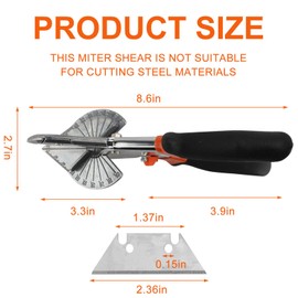 Mitre Shears 45 to 135 Degree, Wood Cutter Miter Shears, Gasket Shear for Cutting Soft Wood, Plastic, PVC and More, Including 15 Spare Blades