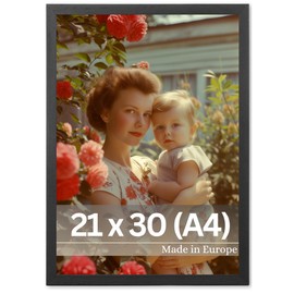 VictoR Nolde Black Picture Frame 21 x 30 cm (A4) - Strip 11 x 13 mm - Wooden Frame - Frame A4 Picture Frame Wood - Picture Frame 20 x 30 cm Black