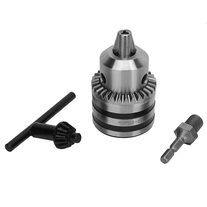 Drill Chuck, 3.0-16 mm 1/2-20UNF Chuck Adapter Kit, Key Type