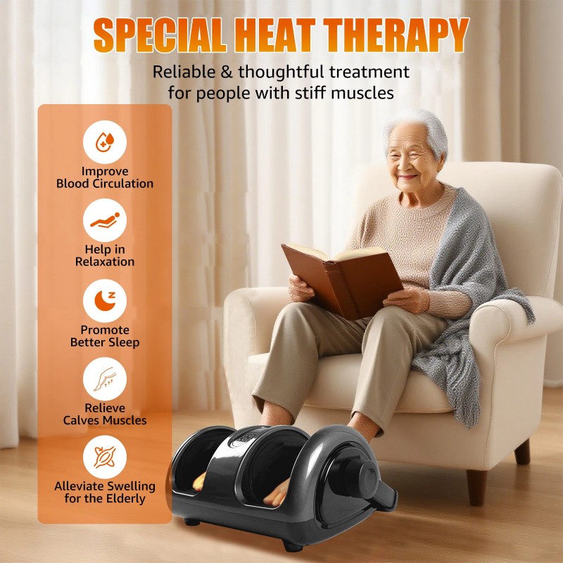 Luxury Foot Massager w/Heat,Deep Kneading + Remote,Gift for Parents/Elders