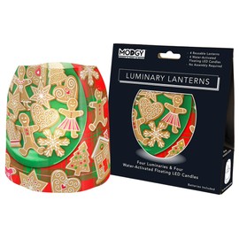 MODGY Luminary LED Lantern Decorative Candle Holder Indoor Outdoor Decor, Plastic Candle Lamp for Wedding Table Centerpiece Porch, Flameless Floating Candles, Gingy