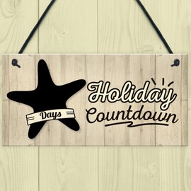 Red Ocean Chalkboard Holiday Countdown Hanging Sign Plaque Friendship Family Door Sign Gift