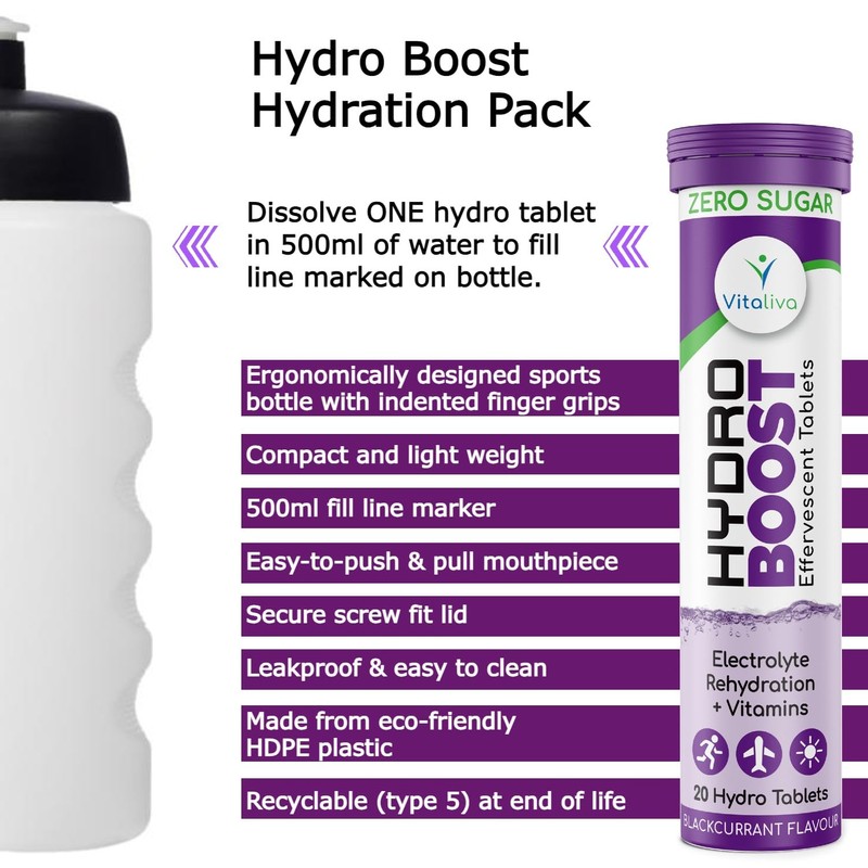 Vitaliva Hydration Pack - Hydro Boost Electrolyte Tabs (20) and