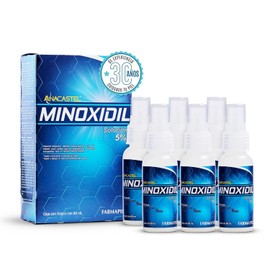 Anacastel Minoxidil 5% Solución en Spray para Cabello, Barba y Bigote | Tratamiento Capilar Anticaída para 6 Meses de Crecimiento del Cabello | Para Hombres y Mujeres | 6 Frascos I 360 ml