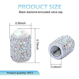 Ferianl 4PCS Bling Tire Valve Caps, Crystal Rhinestone Car Wheel Tire Valve Covers, Waterproof Dustproof Tire Air Valves Cap, Sparkling Elegant Car Accessories Universal for Cars, Bike, SUV (AB)