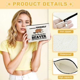 Mxrymvu Beaver Lover Gift Beaver Makeup Bag Wildlife Animal Lover Gift for Women Cosmetic Bag Animal Lovers Gifts for Female Beaver Themed Gifts for Thanksgiving Christmas Birthday