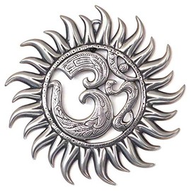 Buddha Groove Om Sun Wall Hanging with Silver Colored Finish