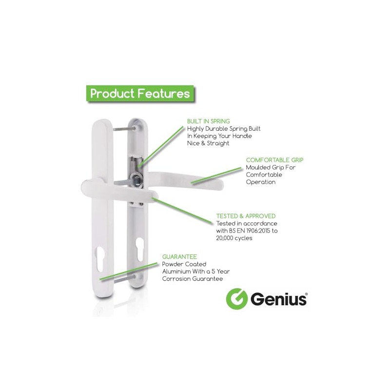 Genius® Upvc Door Handle Set White Sprung Lever/Lever - 92mm