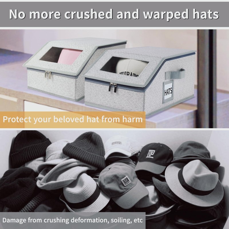 LUMESIX 2 PCS Hat Organizer for Baseball Caps Stackable HatBox