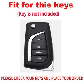 TECART flip Key Fob Cover Metal Key Case Key Shell Fit For Toyota Fortuner Tundra Camry RAV4 Highlander Key Shell Black