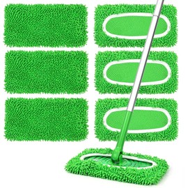 6Pcs Reusable Microfiber Mop Pads Compatible with Sweeper ,Wet and Dry Flat Cover,Washable Pads for Surface/Hardwood Floor Cleaning(Mop is Not Included)