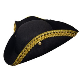 Dress Up America - Sombrero de tricornio para Adultos, Sombrero Colonial histórico para Hombre, Color Negro, Talla única, Negro -, Tricorn Hat 2